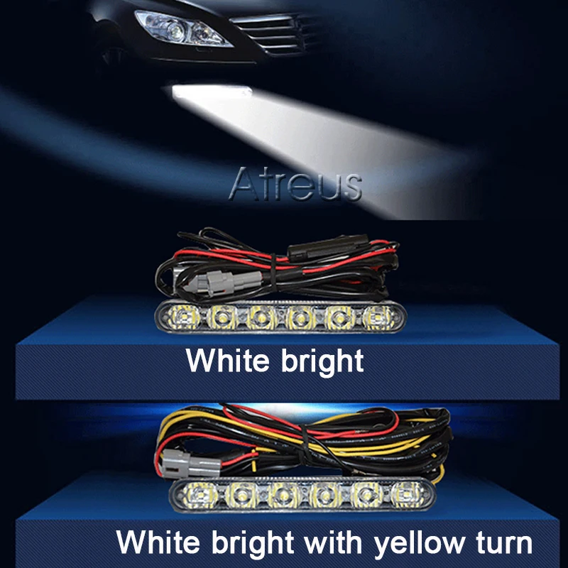 Atreus 2X Автомобильный светодиодный противотуманный фонарь DRL белый + желтый