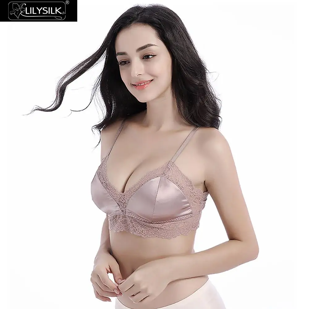 LilySilk Элегантный мягкий беспроводной Шелковый бюстгальтер бесплатная