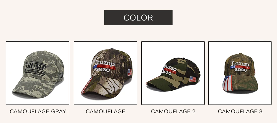 Geebro Make America Great Again Embroidery USA Flag Donald Trump Hat Cotton Baseball cap Outdoor Camouflage Military cap