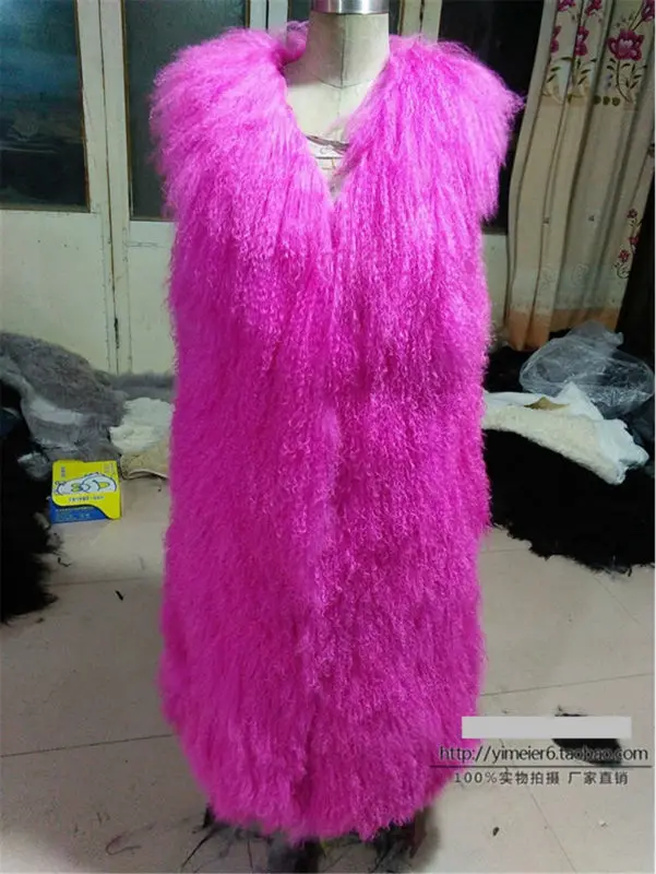 Зимний новый женский длинный участок из пляжной шерсти кожаный жилет с круглым