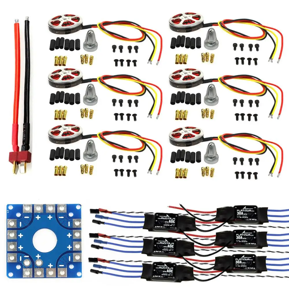 

Assembled Kit: 30A ESC + Motor + KK ESC Connection Board Connectors T Plug Wire for 6-Aix Drone Hexacopter