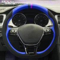 shining wheat black suede blue leather steering wheel cover for volkswagen vw passat b8 golf 7 mk7 new polo jetta