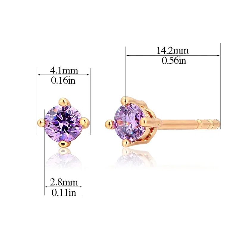 Серьги гвоздики с круглыми фианитами 8 цветов|small stud earrings|stud earringsstud earrings for women |