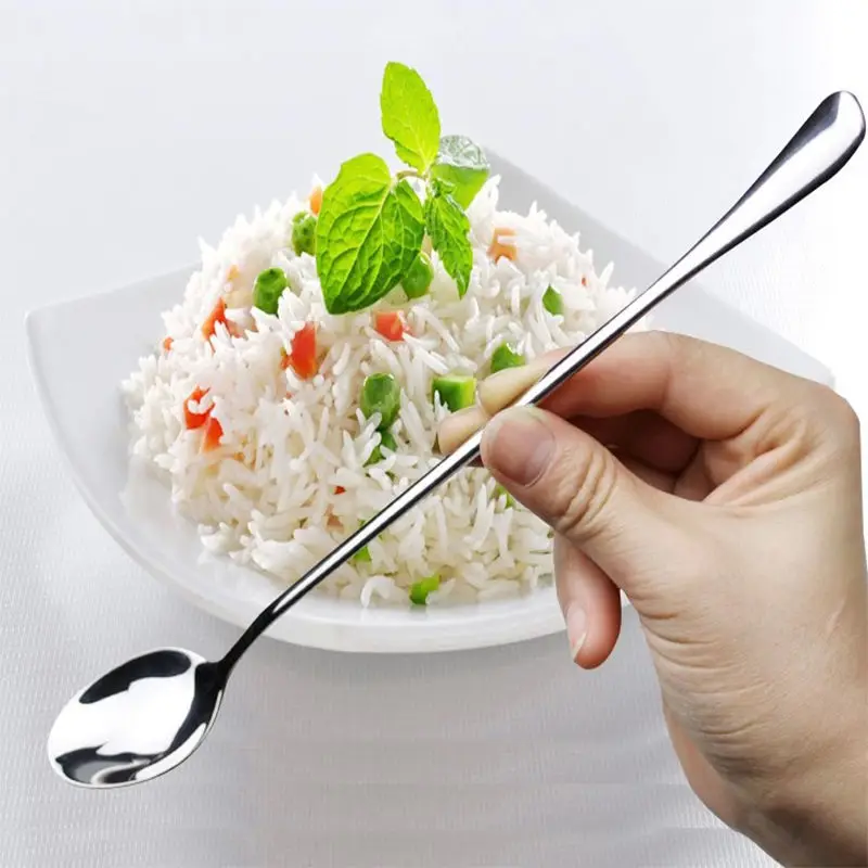 2 шт. ложка из нержавеющей стали с длинной ручкой для чая кофе мороженого