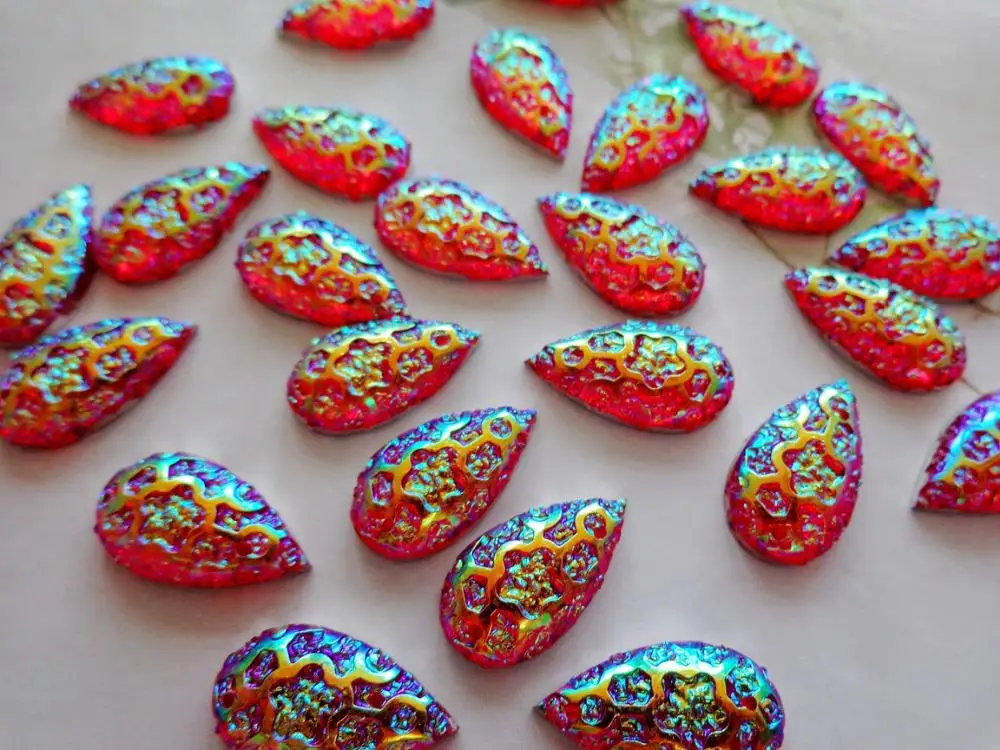 Бесплатная доставка Пришивные Кристальные Стразы красные камни AB 10*18 мм в форме