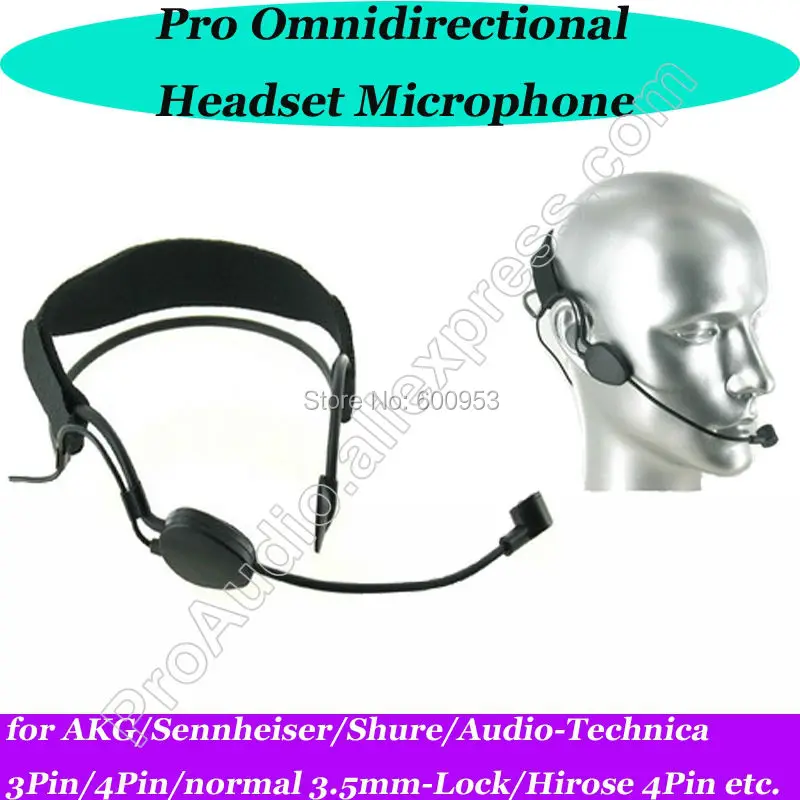 

Black ME3 Headset Head Microphone For Sennheiser G1 G2 G3 AKG Shure ULX PGX SLX Audio-Technica Wireless Mic System