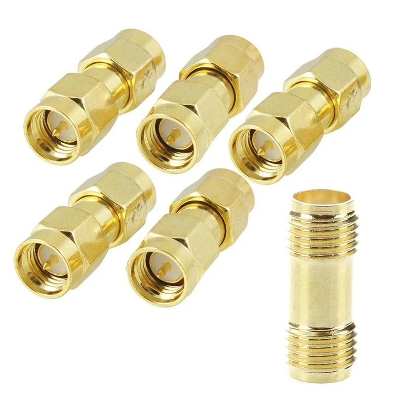 Штепсельная Вилка SMA золотого тона с штекером коаксиальный переходник RF 5 шт.