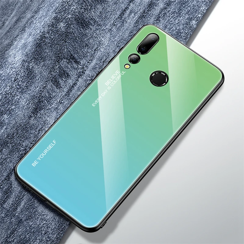 Градиентный чехол из закаленного стекла для телефона huawei Honor 7C 7A Pro Y5 Y6 Y7 Prime Y7 Pro защитный чехол-накладка - Цвет: 06