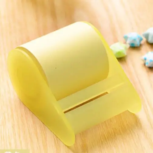 yellow with holder1p Цветная флуоресцентная отрывная бумага, стикер, блокнот, Липкие заметки, Kawaii, милые, стационарные вещи, школьные, офисные материалы, диспенсер для ленты - Цвет: yellow with holder1p