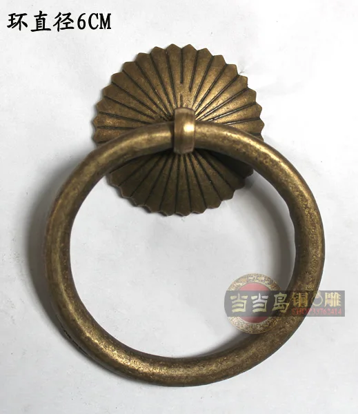 60 мм китайская антикварная мебель бронзовая медная живая ручка классическое