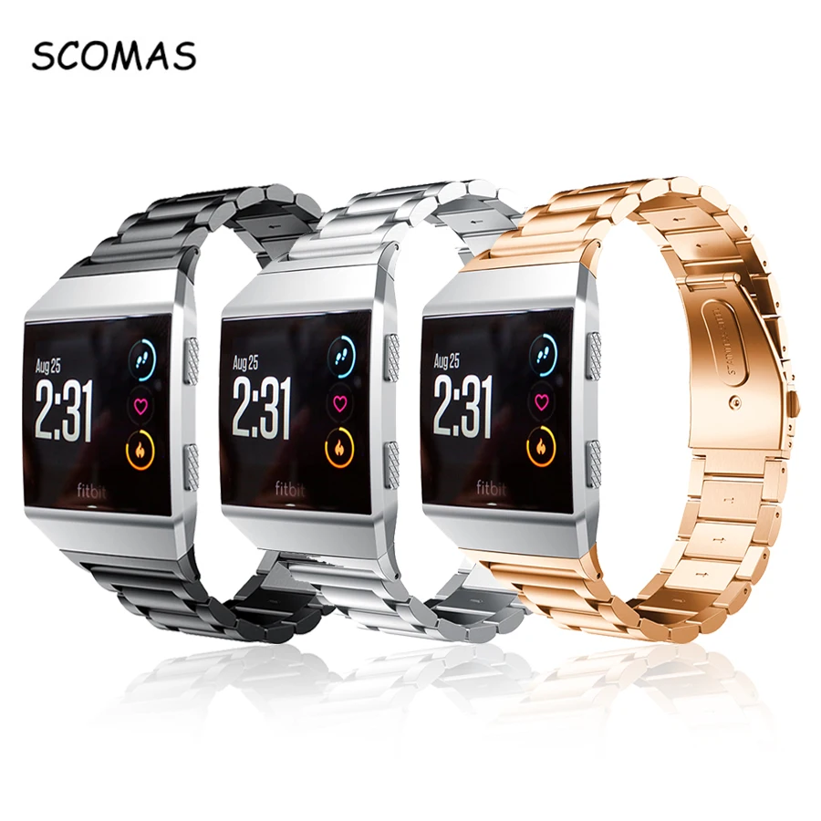 Смарт-часы SCOMAS для Fitbit Ionic Bands классический металлический сменный ремешок из
