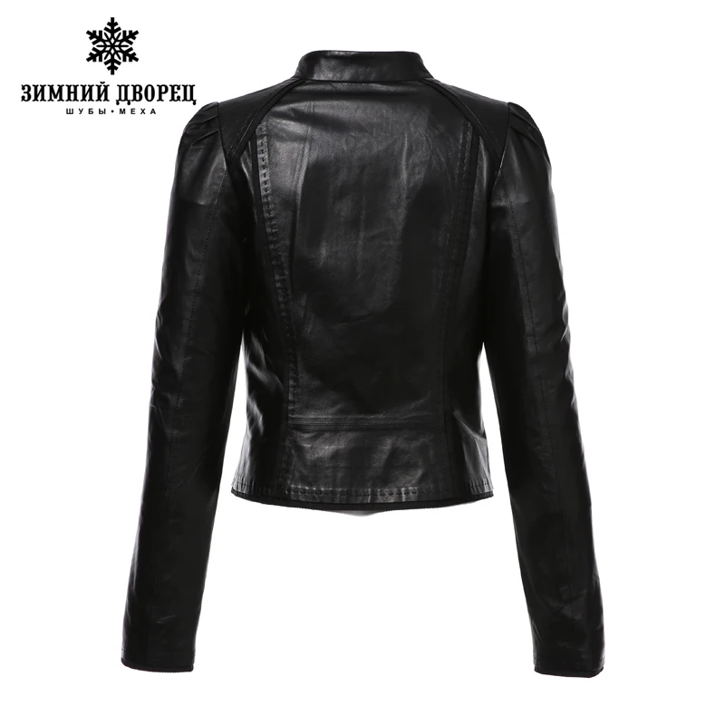 ЗИМНИЙ ДВОРЕЦ 2017 мода Лучшие продажи кожаная куртка Короткая Овчины Вскользь