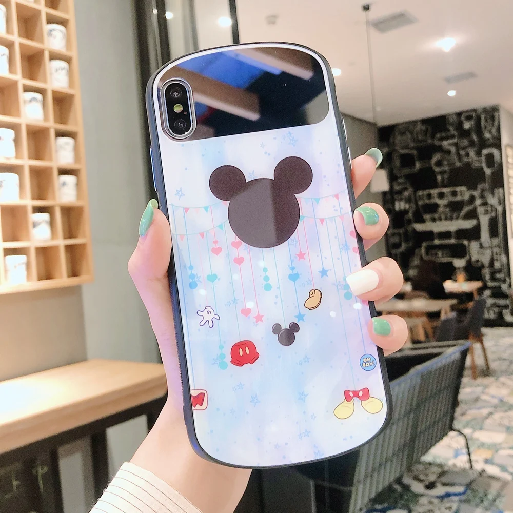 Cartoon Mirror Glass Phone Case For iPhone 11 Pro Max 7 8 Plus Cute girl Cover X XS XR Cases Protective Fundas |