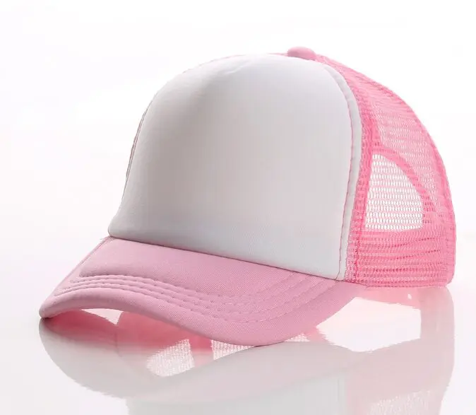 pink and white Детские DIY пользовательские логотип грузовые шапки летние дышащие акриловые бейсболки с логотипом для мальчиков и девочек Snapback шапки - Цвет: pink and white