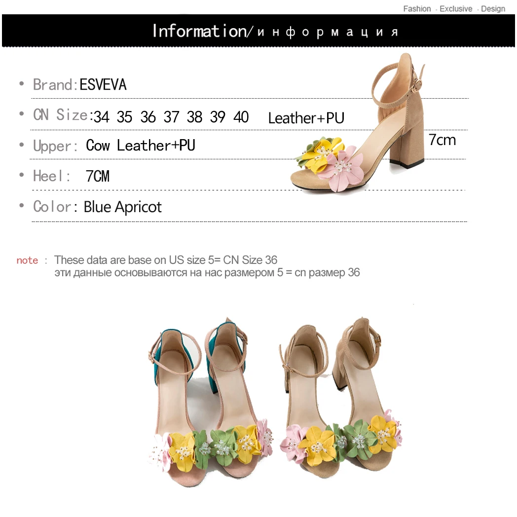 

ESVEVA 2019 Women Pumps High Heel PU Leather Pointed Toe Mixed Color Spring/Summer Sweet Style Ladies Shoes Size 34-40