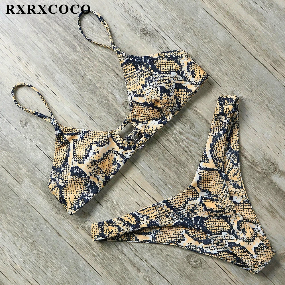 RXRXCOCO бикини 2019 сексуальные стринги женский купальник пуш ап Бразильское змеиный