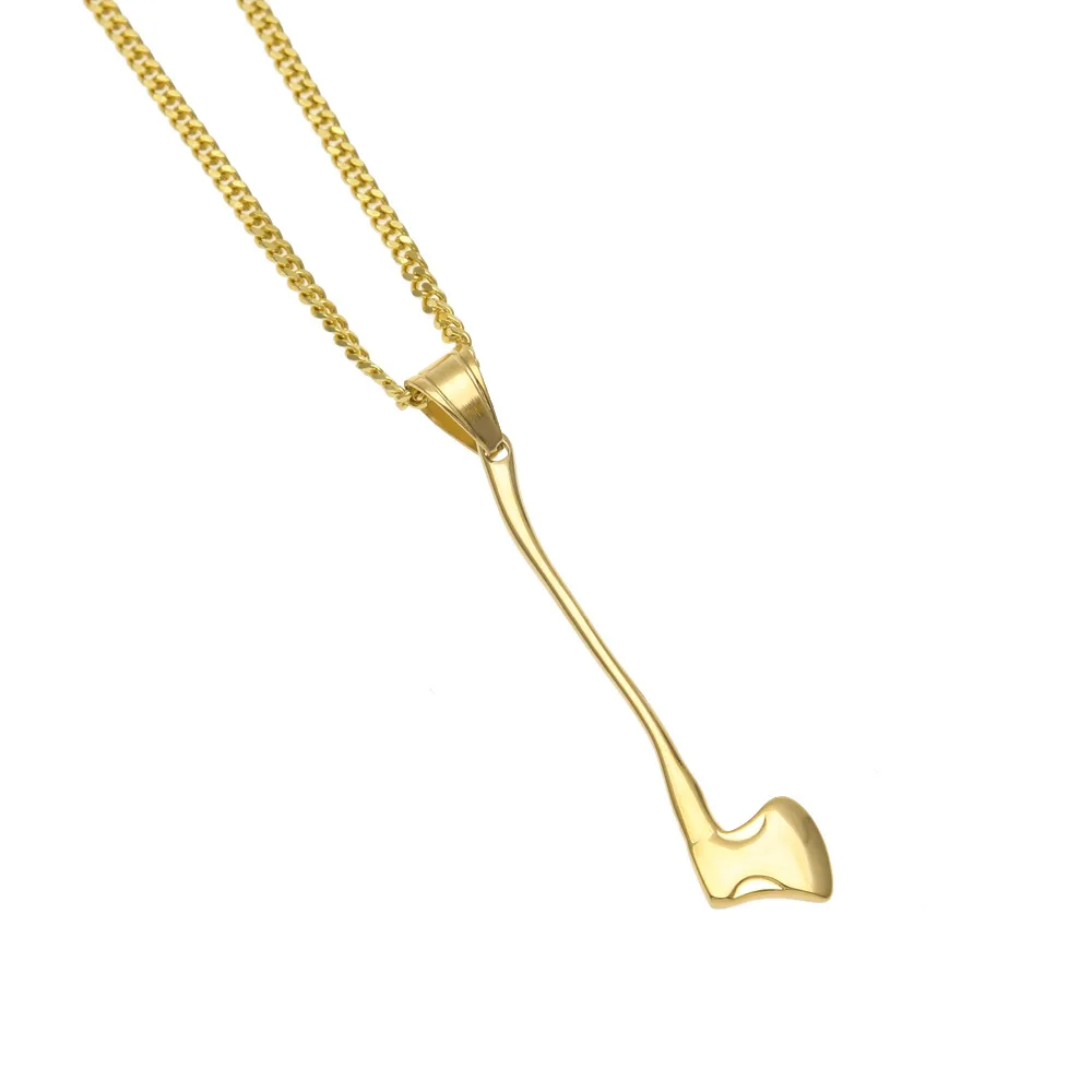 Нержавеющая сталь хип-хоп золотой цвет новинка подвеска в виде топора ожерелье