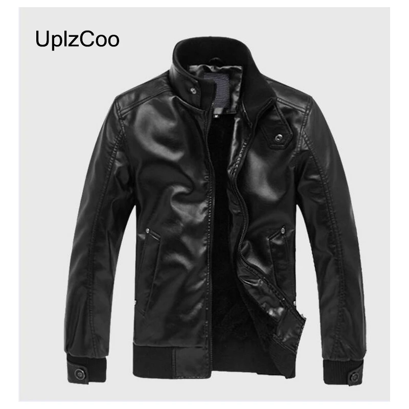 Мужская мотоциклетная куртка UplzCoo однотонная теплая Толстая из искусственной