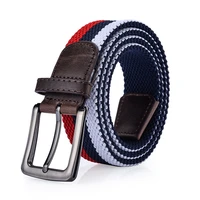 brand needle buckle mens tactical belts elastic stretch braided belt men women jeans pants casual color stripes canvas belt men