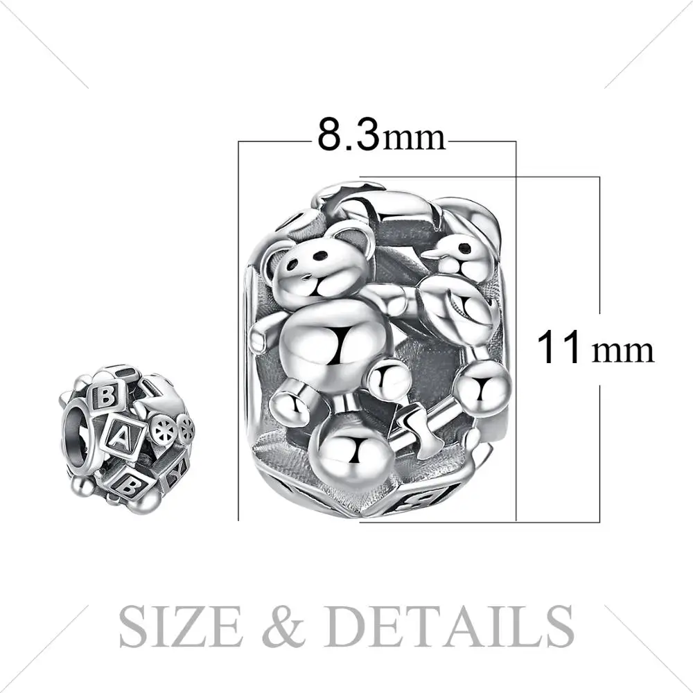 JewelryPalace 925 пробы серебро Кукла Медведь Шарм бисер Fit Браслеты для вашего любовника