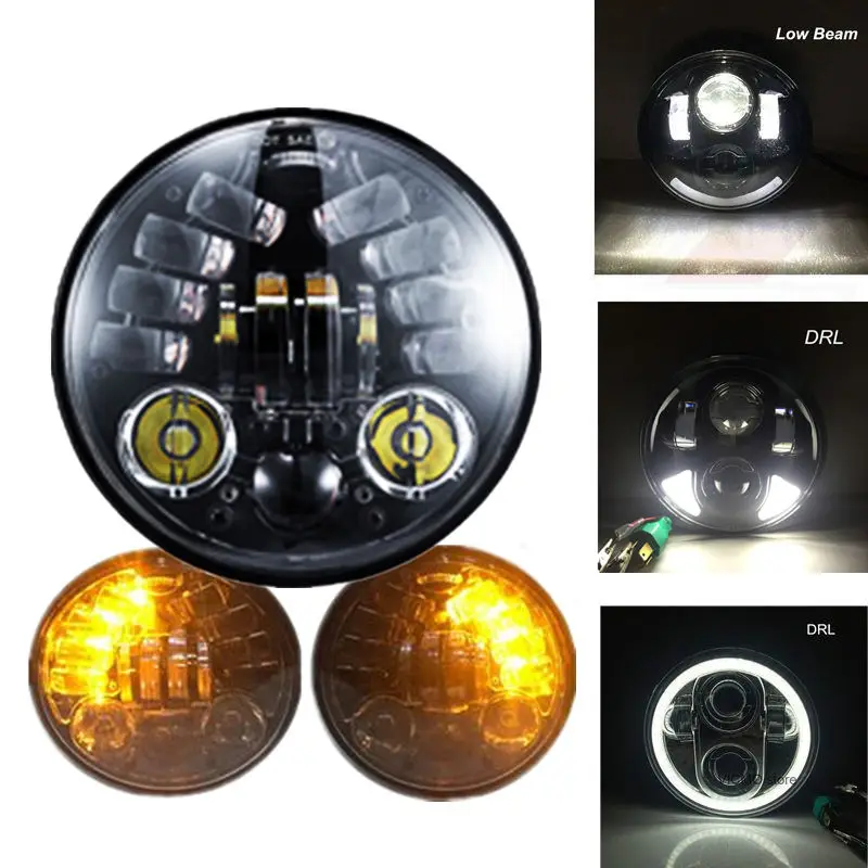 5-3/4-дюймовая круглая фара для Harley Daymaker Dyna Sportster 1200 48 883 с поворотным сигналом света, проекторным LED-фонарем дневного света.