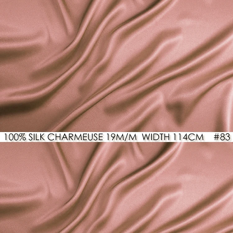 

CISULI 100% SILK CHARMEUSE SATIN 114cm width 19momme Silk Fabric China Silk Wedding Decoration Tissu No.83 Deep Pale Pink