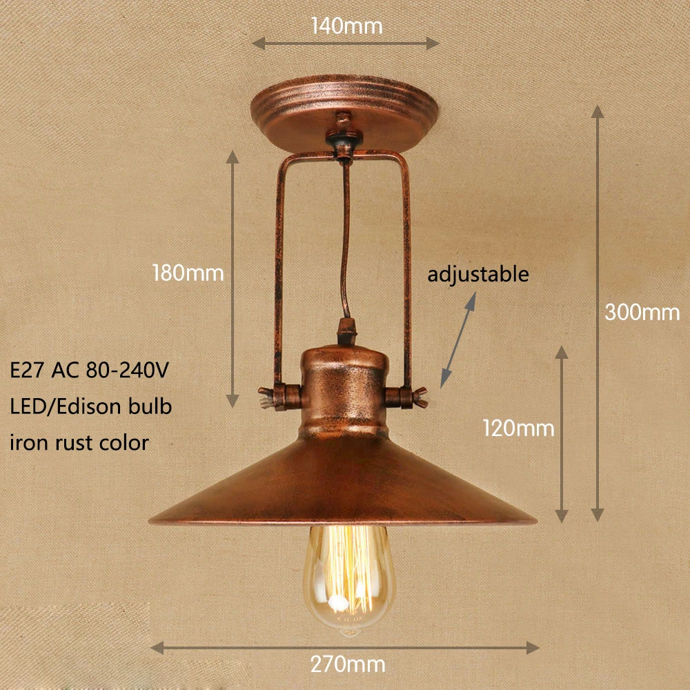 Лофт винтажный Регулируемый потолочный светильник led E27 AC 110V 220V потолочные