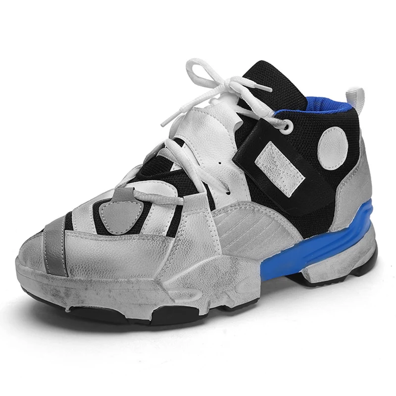 White Blue BomKinta/ретро-кроссовки на толстой подошве; мужская обувь на платформе; стильная разноцветная грязная обувь; дышащая мужская обувь для взрослых; теннисная обувь - Цвет: White Blue