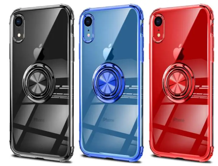 

Electroplated ring bracket phone case car magnetic suction TPU luxury anti-fall mobile phone case for iphone 6 6s 7 8 plus X XR