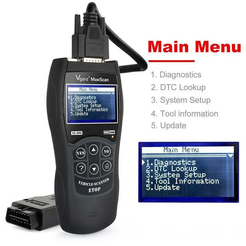 Vgate VS890 OBD2 сканер VS 890 OBDII считыватель кодов Поддержка OBD протоколы могут на 13
