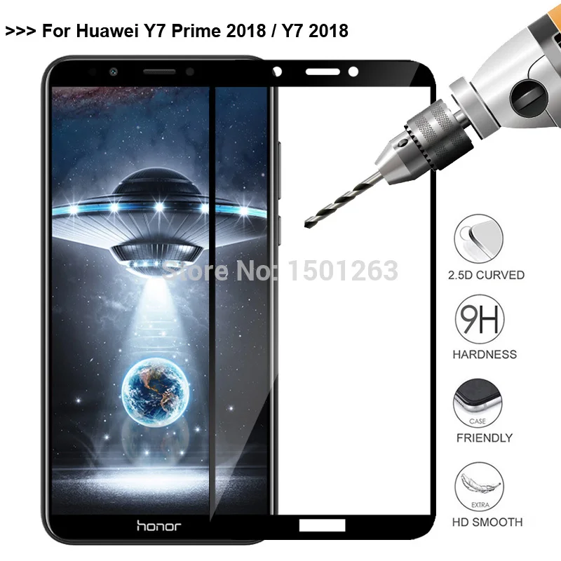 Полное покрытие закаленное Стекло для huawei Y5 Y6 Y7 Y9 Prime 2018 P20 Pro Lite Nova 3 3i Экран