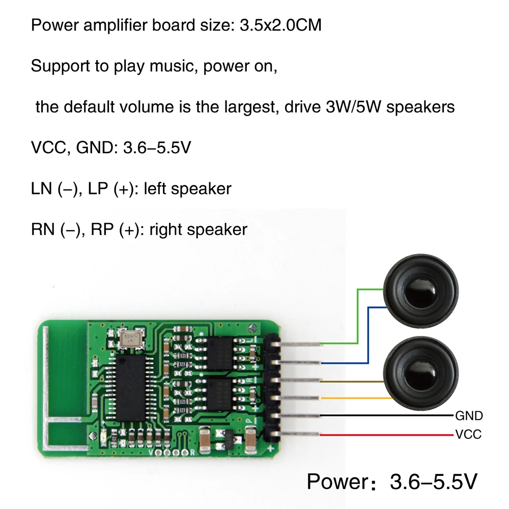 Плата усилителя мощности 3 Вт + 5 V5.0 стерео Bluetooth плата с поддержкой AUX аудио