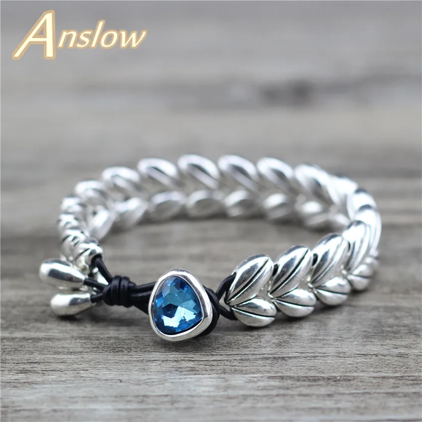 Anslow/брендовые винтажные модные ювелирные изделия хрустальные стразы кожаный