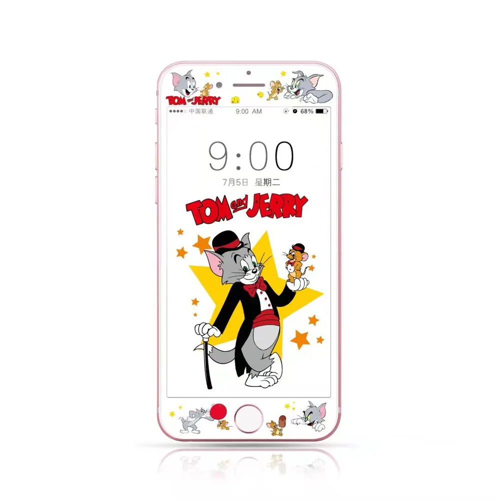 Tom Kitty Защитная пленка для экрана из закаленного стекла для iphone 8 Plus 6 6s 7 Plus Tom Jerry Bear мультяшная 3D изогнутая кромка пленка для полного покрытия DH84 - Цвет: Tom