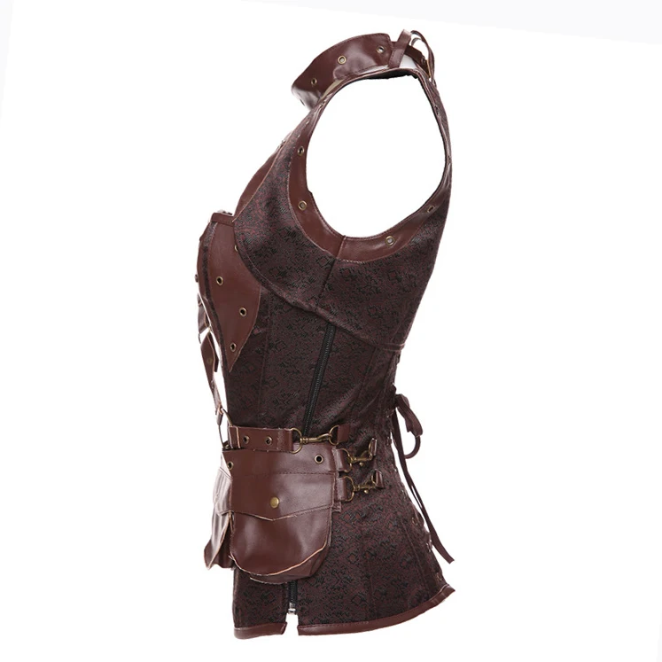 Женский корсет в стиле стимпанк из парчи винтажный Ретро со стальными косточками