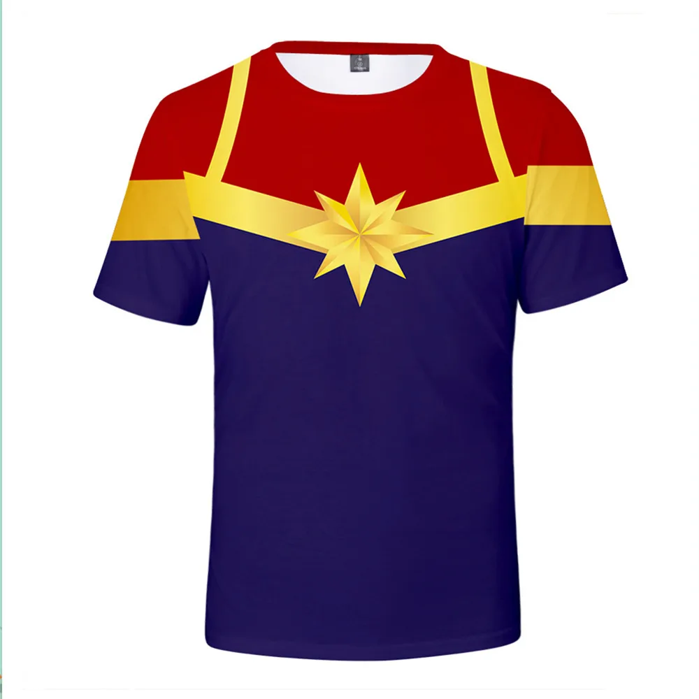 Новые мстители капитан Марвел Косплей Костюм Carol Danvers Мужская и женская футболка