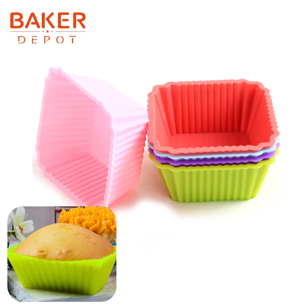 BAKER DEPOT Маффин силиконовая форма для кекса 10 шт. квадратная маленькая выпечки