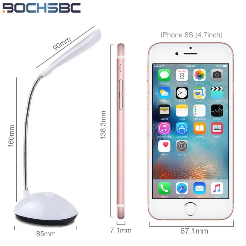 BOCHSBC LED Desk Lights Eye Protection Reading Night Light 360 Degree Rotation Portable Mini Book Study Bedroom Table Lamp | Лампы и