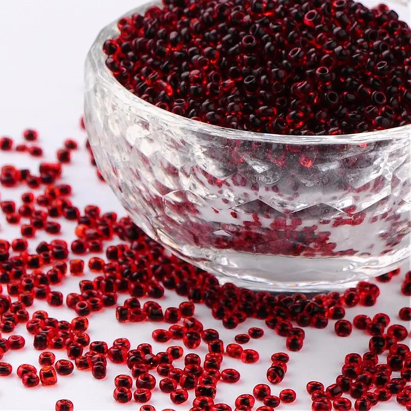 

12/0 Glass Seed Beads, Inside Colors, DarkRed, 2mm; about 30000pcs/pound