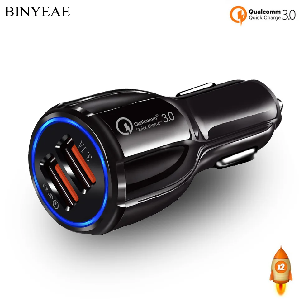 Автомобильное зарядное устройство QC 3 0 с двумя портами USB быстрая зарядка для LG