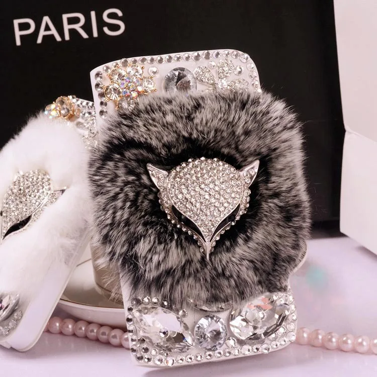 Luxury Rabbit Fur 3D Fox Bling Leather Wallet Cases capa for Huawei P30 P40 Pro Lite E Honor 10i 20 Nova 5T P Smart 2021 | Мобильные