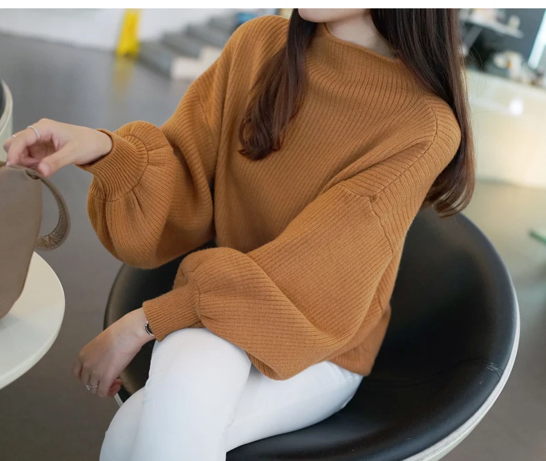 AVODOVAMA M Hot Sale Fashion Turtleneck Lantern Sleeve Winter Women Sweater Loose Pullovers Female Knitted Sweaters Tops | Женская