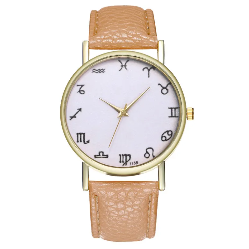 FUNIQUE Кварцевые часы Женские созвездия циферблат пара кожа наручные Аналоговые