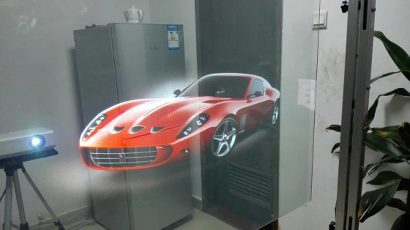 Рекламная голограмма Голографическая задняя клейкая пленка Проекция 3D пленочный экран для проектора Фольга для оконного магазина церковь отель зал