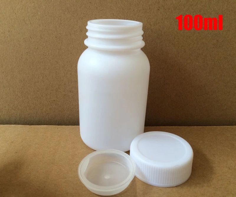 20 шт 100 мл Белый цвет HDPE бутылки пластиковые контейнер для порошка капсулы винты