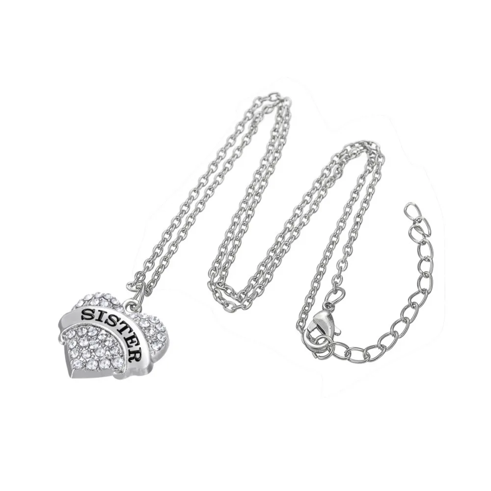 Моя форма розовое хрустальное сердце сестра кулон семья дружеское ожерелье BFF