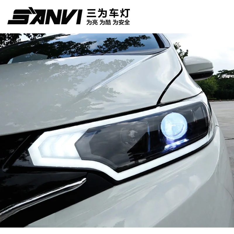 Sanvi автомобильный стайлинг фары для 2014 2018Honda Fit GK5 jazz в сборе Светодиодные ДХО