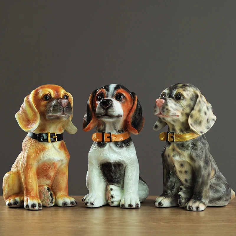 Europe Resin Simulated dog ornaments tabletop fairy garden Creative and lovely dog figurines crafts room decoration accessories