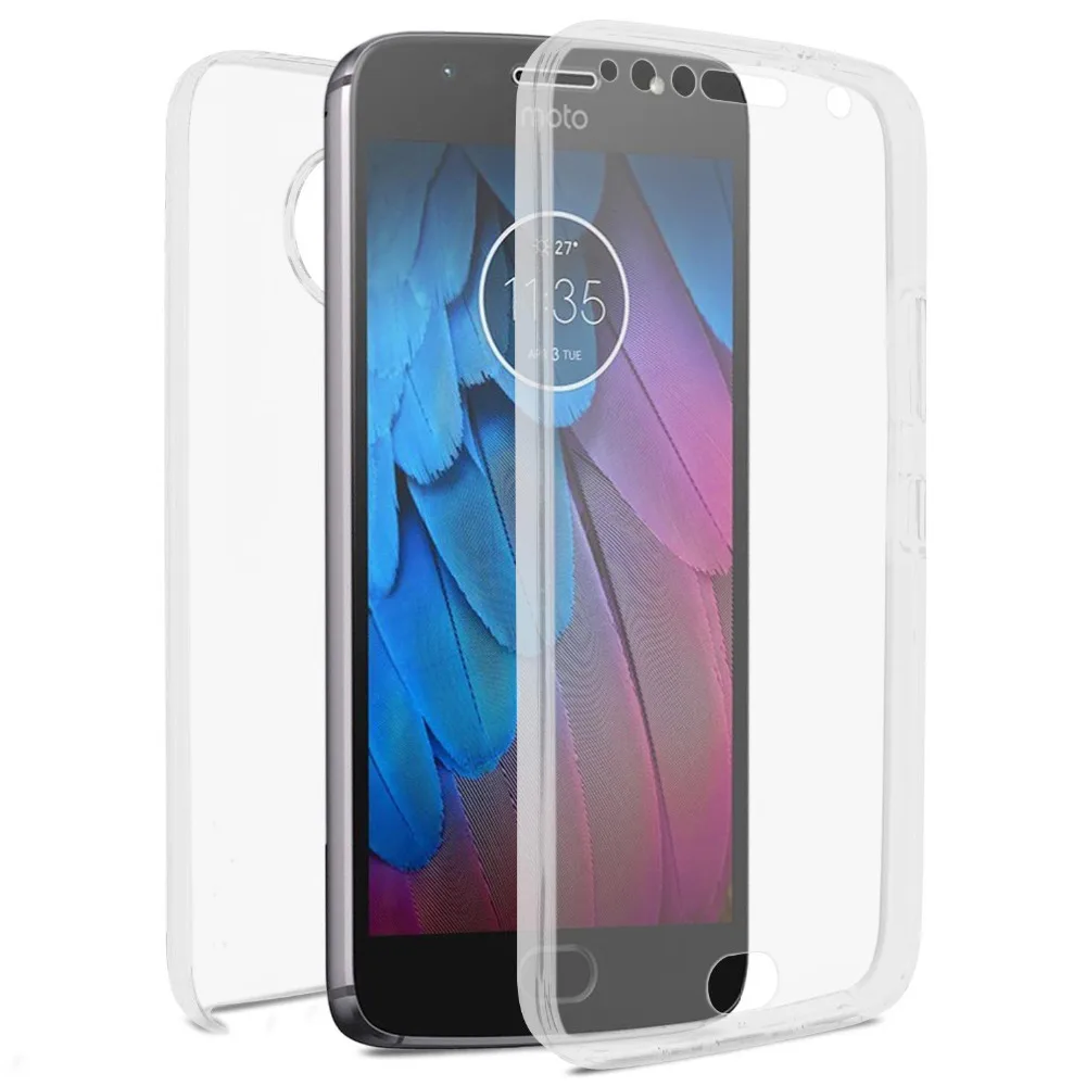 Прозрачный силиконовый мягкий чехол из ТПУ на 360 градусов для Motorola Moto G5 Plus с