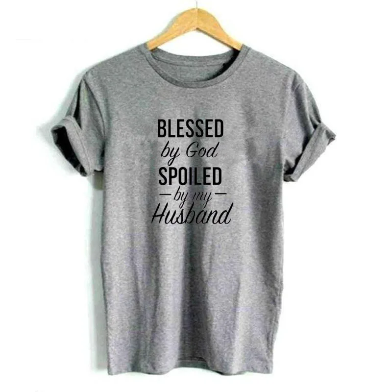 Женская футболка с надписью Blessed by God футболки Иисусом из Библии Harajuku Tumblr Прямая